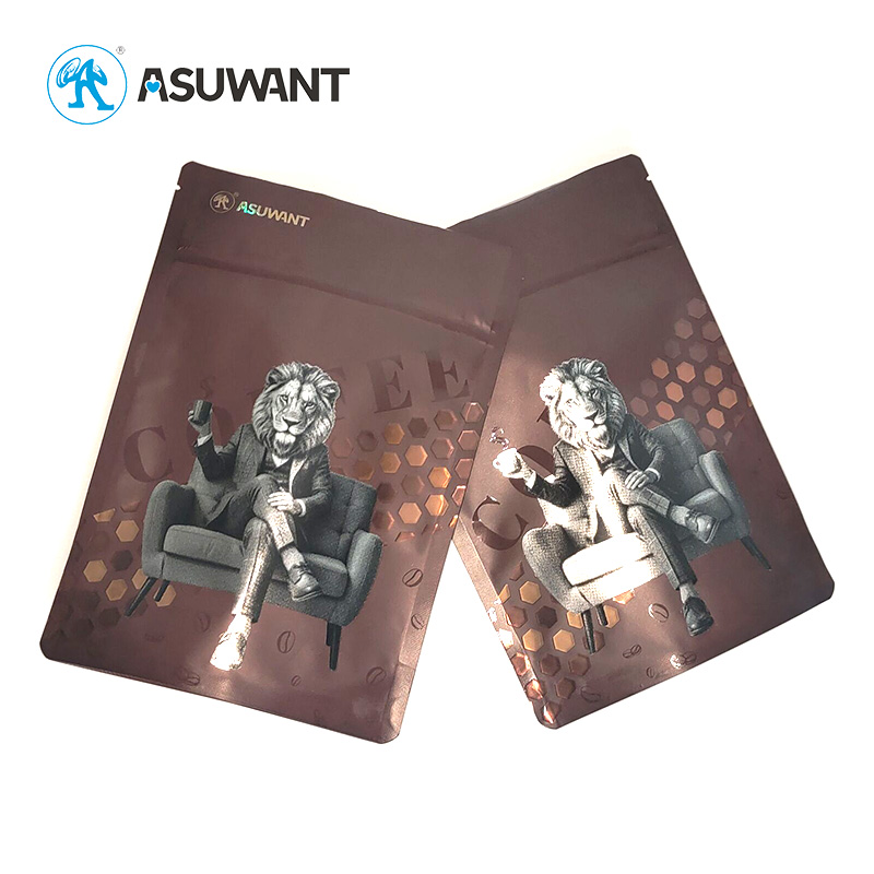 Food Grade Plastic Zipper Bag Custom Digital Print Spot Gloss UV Spot Varnish 3D Raised Embossed UV Texture Coffee Packaging Bag