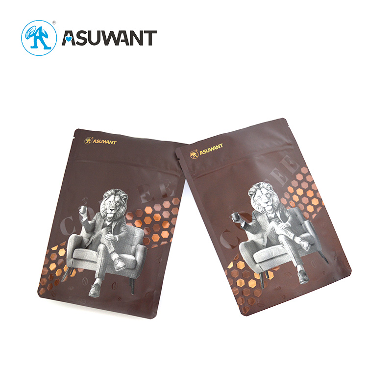  Stand up Plastic Bag Custom Digital Print Spot Gloss UV 3D Raised Embossed UV Reverse Matte Digital Metallic Foil Coffee Bag