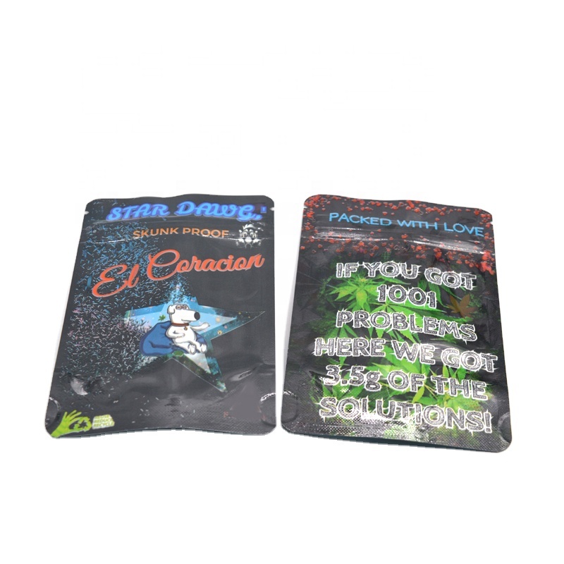 1/8 Weed Tobacco Exotic Smell Proof Zip Lock Plastic 8th Bags for Weed