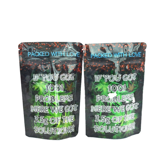 1/8 Weed Tobacco Exotic Smell Proof Zip Lock Plastic 8th Bags for Weed