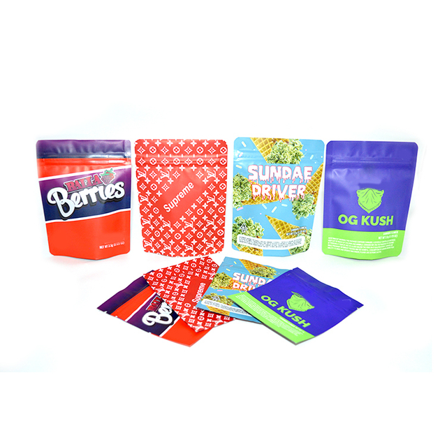 Smell Proof Dispensary Cookie Mylar Ziplock Bags 3.5 /7 /14 /28g Gummies Cookie Packaging