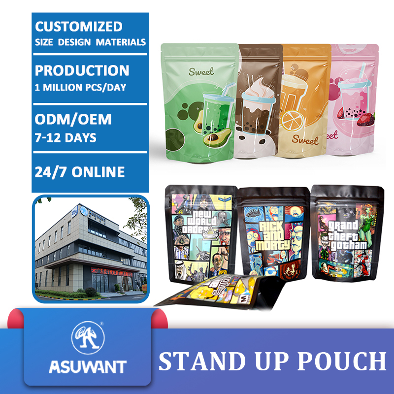 Supplier Custom Printed Edible Stand Up Zip Lock Mylar Foil Ziplock Smell Proof Cookie 3.5g Holographic Packaging Bags