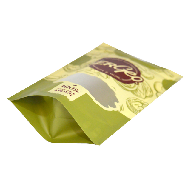 Compostable Sealable Matte Coffee Packaging BagsFood Stand Up Pouch with Window