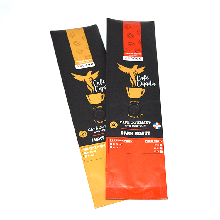 Side Gusset Coffee Bean Powder Tea Packaging With Tin Tie Valve