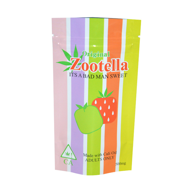 Glossy Candy Gummies Weed Sugar Plastic Packaging Zipper 3.5g Smell Proof Mylar Bag