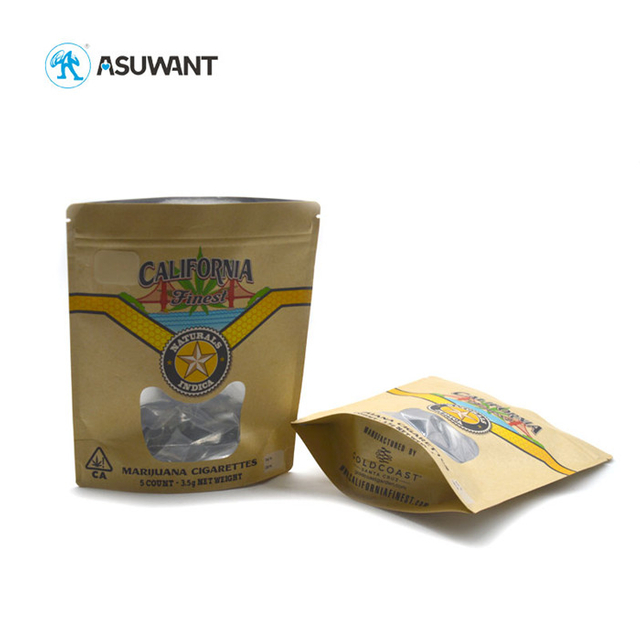 Brown Kraft Paper Snack Cannabis Spice Custom Stand Up Pouch Packaging Nuts Packaging Bag