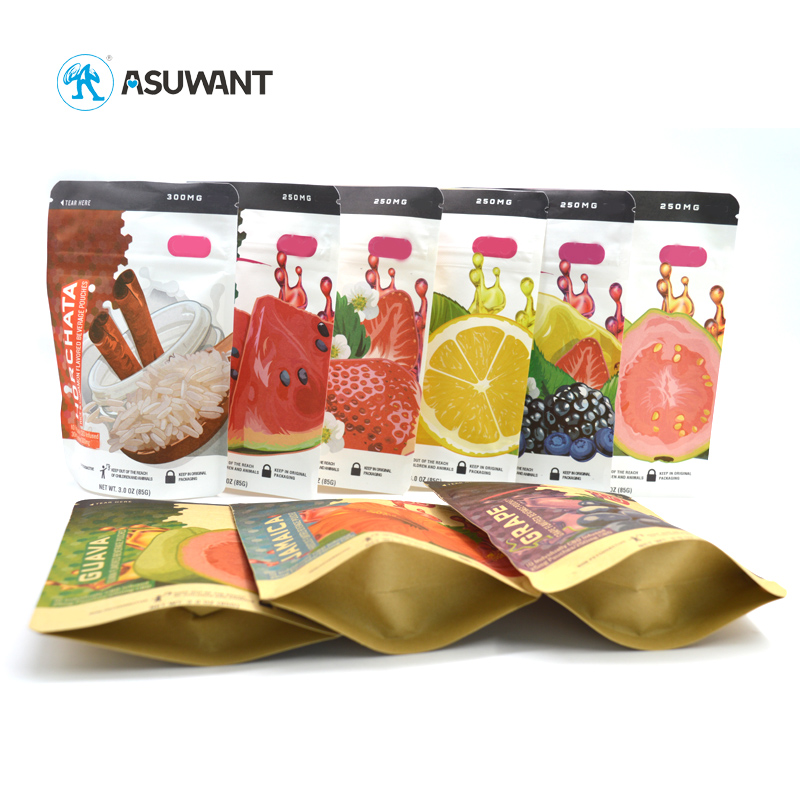 Brown White Kraft Paper Zipper Nuts Heat Seal Biodegradable Packaging Bag