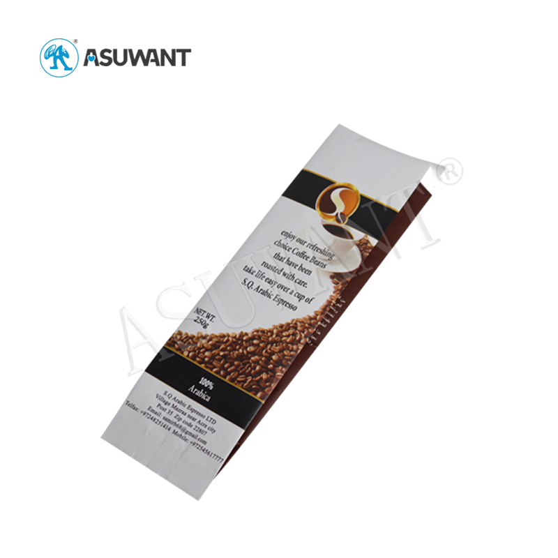 One Way Valve Side Gusset Coffee Bean Packaging Pouch Bag With Tin Tie