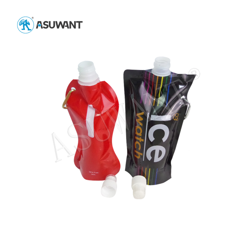 90ml 250ml Black Flexible Liquid Packs Plastic Stand Up Spout Pouch With Nozzle Handle