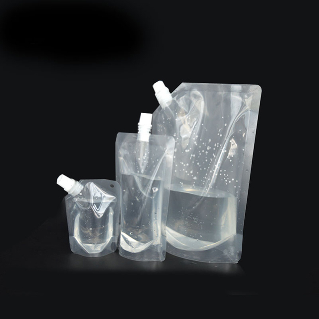 Clear Drink Bag Spout Pouch Liquid Beverage Packaging With Caps