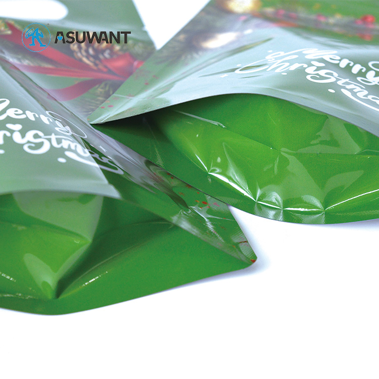In Stock Merry Christmas Stand up Zipper Bags Aluminum Resealable Doypack Packing for Gifts Smell Proof