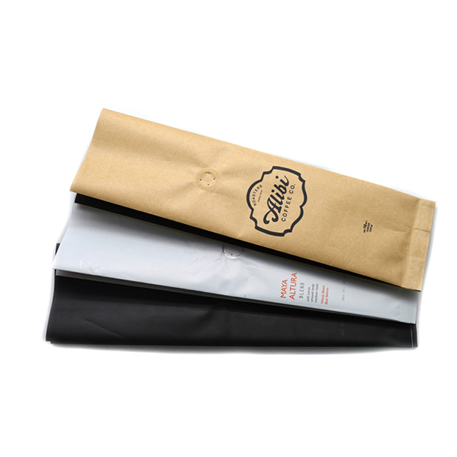 Compostable Side Gusset Heat Sealed Brown Kraft Paper Coffee Bags With Tin Tie