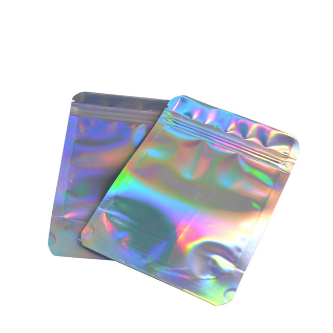 Transparent Small Heat Seal Hologrpahic Plastic Cosmetic Packaging Mylar Zipper Bag
