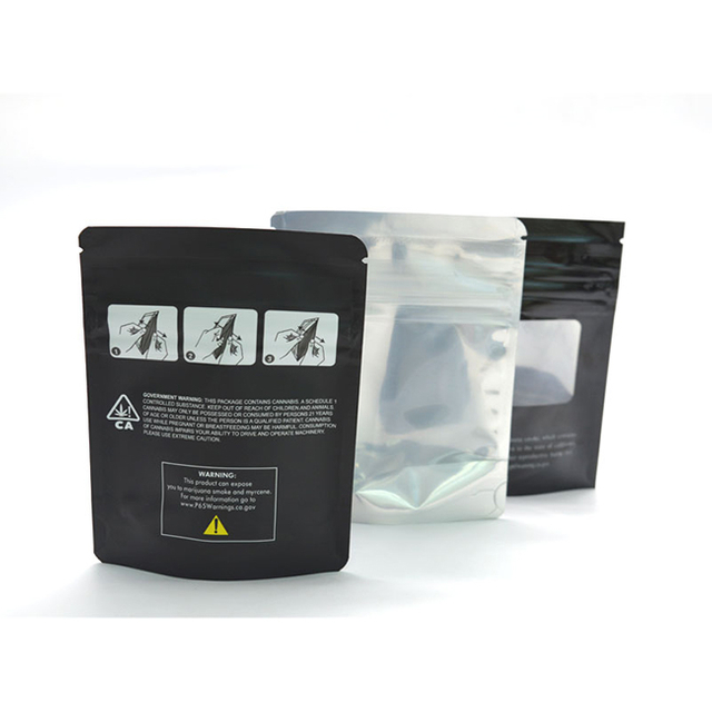 Medical Packging Black Ziplock Child Resistant 3.5g 7g 14g Mylar Bags