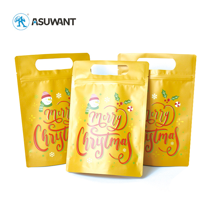 Custom Printed Recyclable Laminated Mylar Stand up Plastic Pouch Candy Zipper Mylar Bag With Handle Window