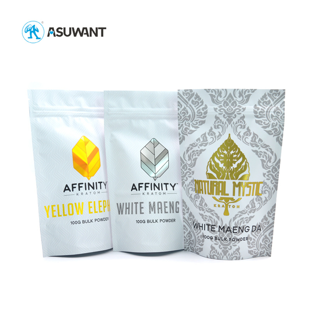 Custom Marijuana Bags Medical Cannabis Metallic White Packaging Custom Printed Heat Seal