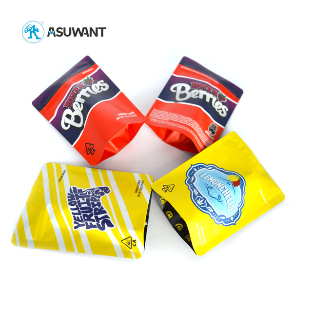 Edible Packaging Weed Packs Ziplock Foil Pouch 3.5g 7g 14g Zipper Smell Proof Cookies Mylar Bag with Logo