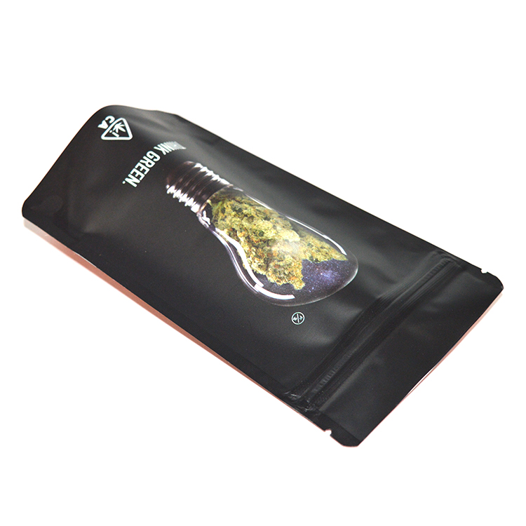 Cannabis Dispensary Packaging Matte Black Stand up Pouch Aluminum Foil Doypack Food Grade 3.5g
