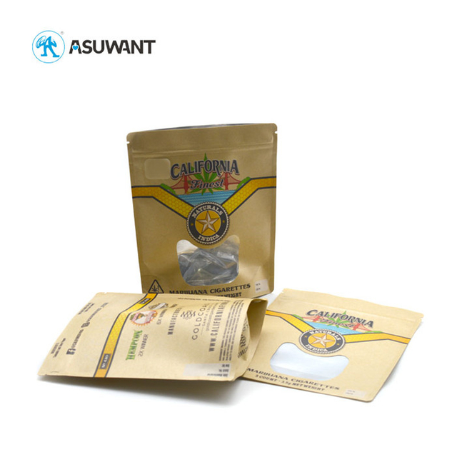 Brown Kraft Paper Snack Cannabis Spice Custom Stand Up Pouch Packaging Nuts Packaging Bag