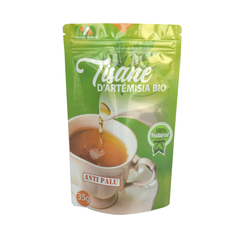 Compostable Fillable Matcha Gree Tea Matcha Green Bag Coffee Zipper Flower Seed Packaging