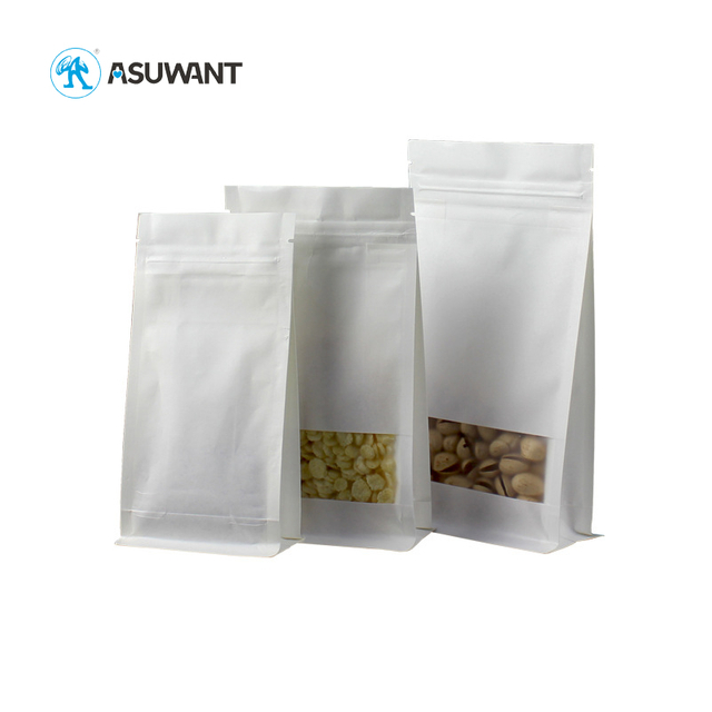 Natural Dried Food Kraft Paper Zipper Bags No Handling With FDA Laminated Materials