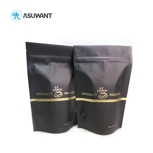  Compostable Hot Stamping Metallic UV Spot Golden Coffee Tea Packaging Bags