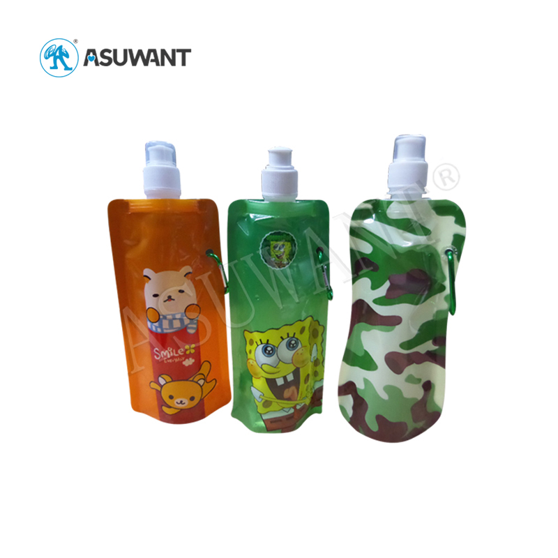 Custom Print Stand Up Pouch Drinks Packaging Reusable Juice Spout Pouch With Cap Handle