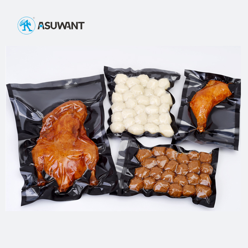 Food Grade Heat seal Transparent Nylon Black Vacuum Plastic Packing Bags For Fish Meat Seafood