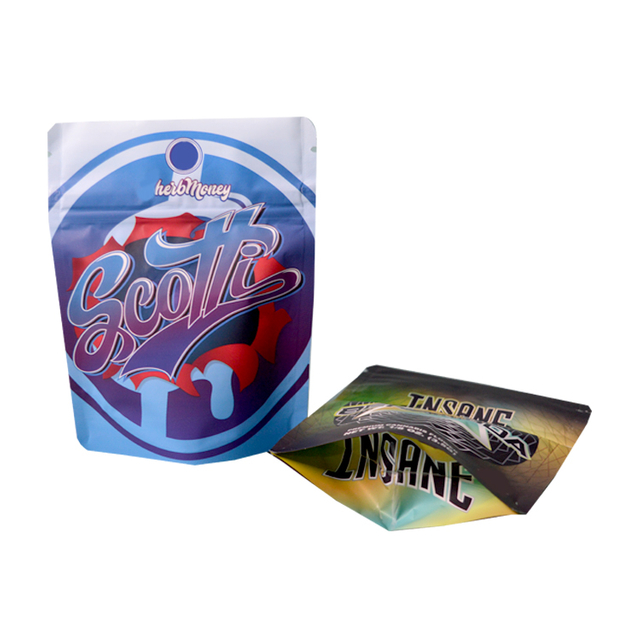 Custom Printing Resealable Smell Proof Stand Up Pouch Packaging 3.5g/7g/1oz/1lb Mylar Bag With Zipper