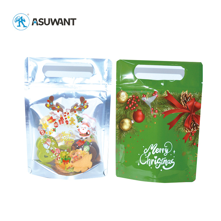 In Stock Merry Christmas Stand up Zipper Bags Aluminum Resealable Doypack Packing for Gifts Smell Proof