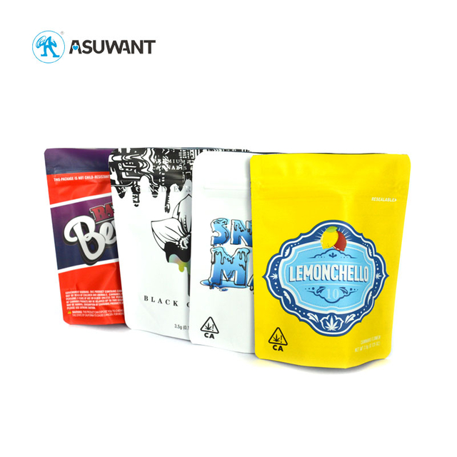 Edible Packaging Weed Packs Ziplock Foil Pouch 3.5g 7g 14g Zipper Smell Proof Cookies Mylar Bag with Logo