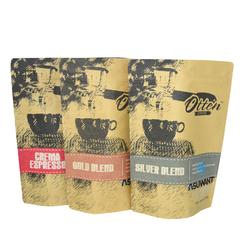 Compostable Custom Recycle Brown Kraft Paper Ziplock Snack Food Packaging Bag