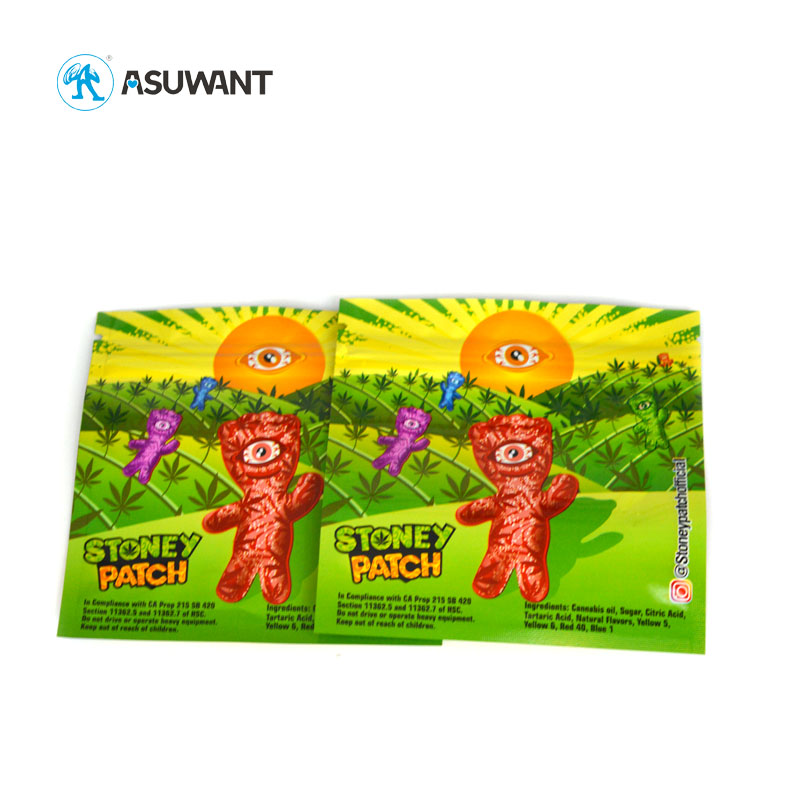 Snack Gummies Bear Weed Food Packaging Bag Three Sides Sealing Bags Flat Zipper Plastic Bag