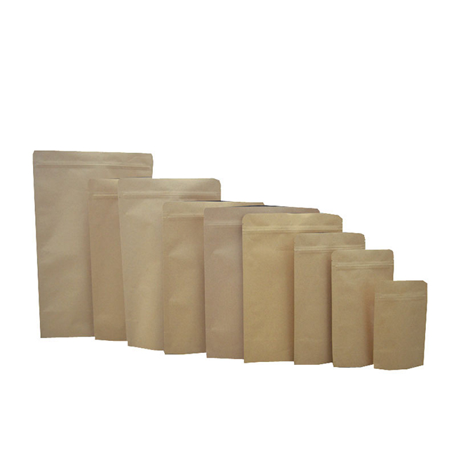 Biodegradable Compostable Brown White Pe Zipper Kraft Paper Bag