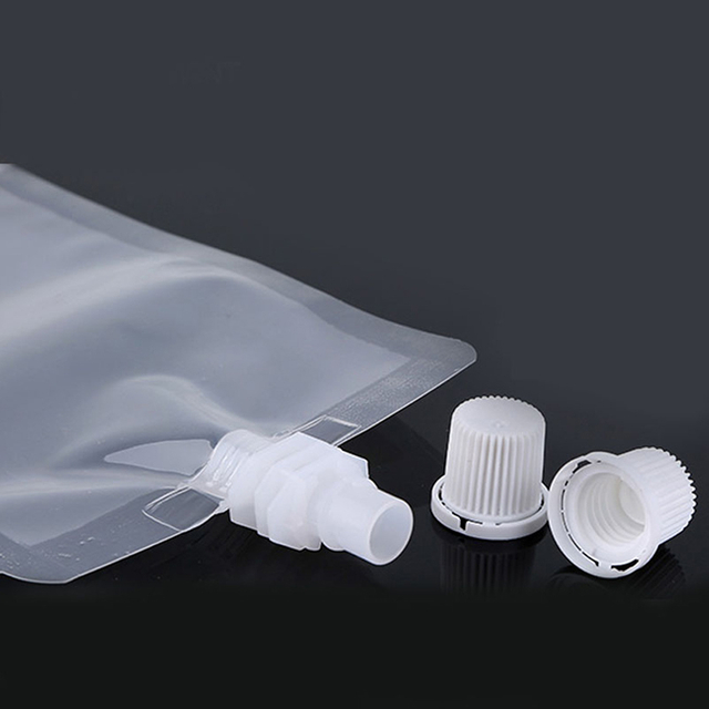 Clear Drink Bag Spout Pouch Liquid Beverage Packaging With Caps