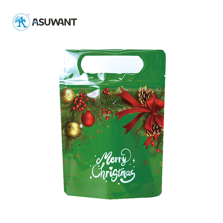 Food Grade Plastic Zip Lock Pouches Stand Up Zipper Christmas Gift Cookie Bag Pouch for Candy