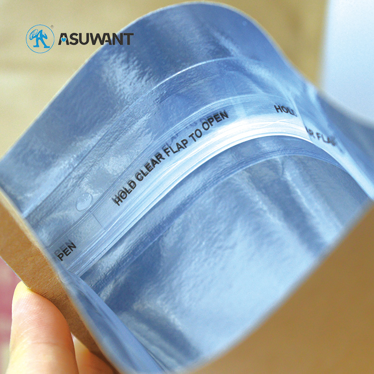 Biodegradable Recycled Customized Stand Up Pouches Dry Food Packaging Brown Kraft Paper Bags with Translucent Window