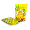 Custom Logo Hemp Gummy Bear Worms Yellow Stand Up Pouch Smell Proof Zipper Bags