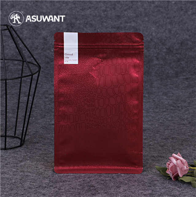 Custom Resealable Aluminum Foil Zipper Zip Lock Flat Bottom Pouch Matte Black Plastic Coffee Bean Packaging Bag