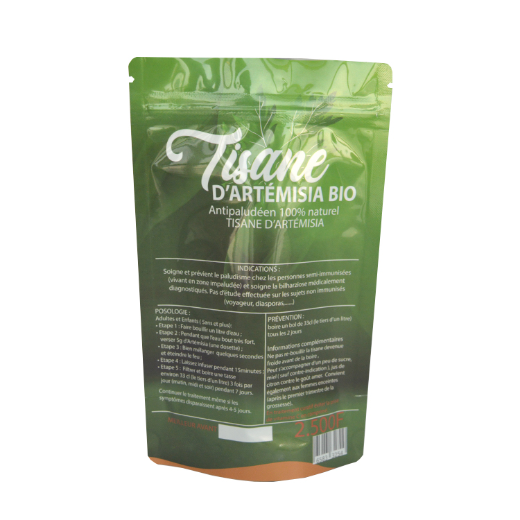 Compostable Fillable Matcha Gree Tea Matcha Green Bag Coffee Zipper Flower Seed Packaging