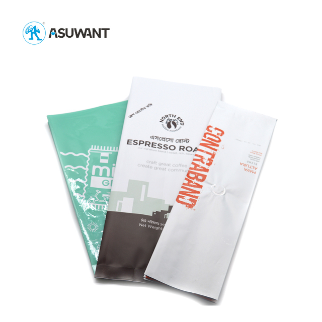 One Way Valve Side Gusset Coffee Bean Packaging Pouch Bag With Tin Tie