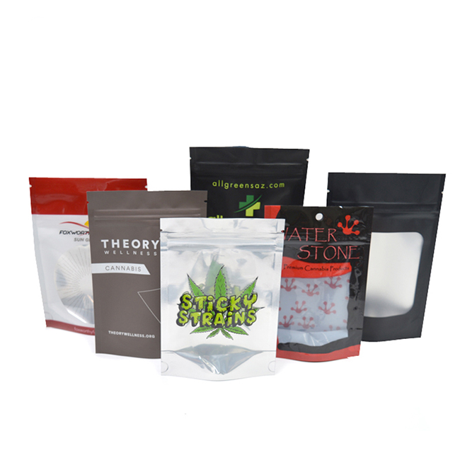 Custom Matte Smell Proof Grams 3.5 Mylar Bags For Weed Hemp THC Cookies Marijuanas