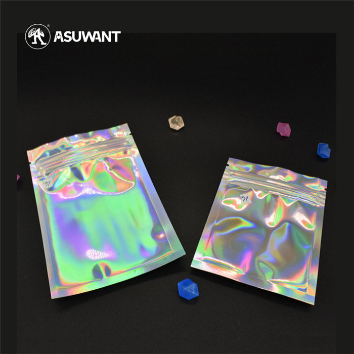 Color Laser Plastic Holographic Clear Zip Lock Jewelry Transparent Ziplock Hologram Bags