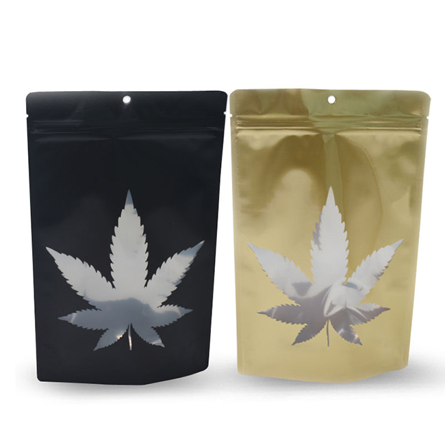 Stand Up Pouch Smell Proof Golden Aluminum Foil Plastic ZIpper Bag Weed Packaging