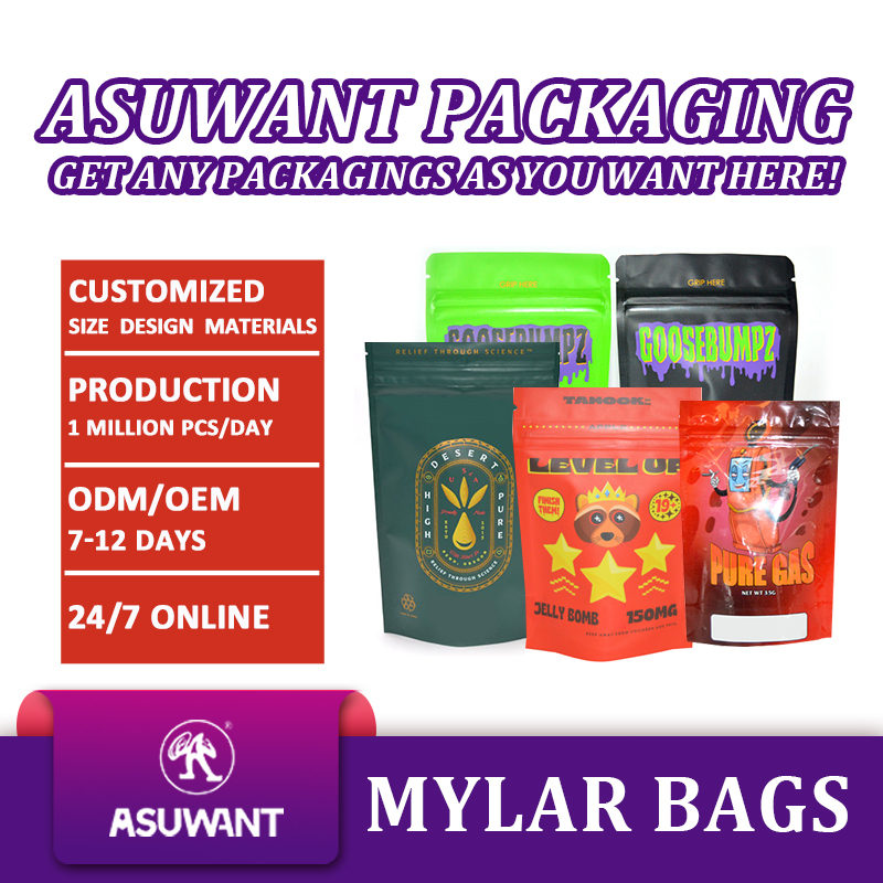 Custom Print Resealable Plastic Food Seal Packaging Ziplock Foil Pouch 3.5g 7g 14g Zipper Smell Proof Candy Mylar Bag With Logo