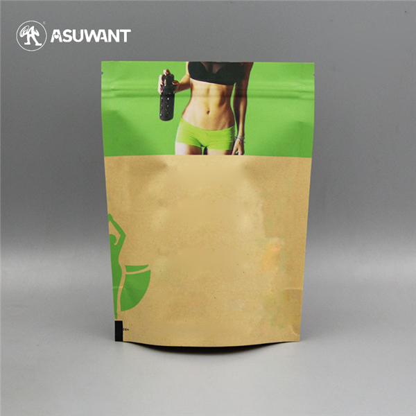 Brown Recycle Custom Printed Ziplock Kraft Paper Bags Snack Packing Doypack