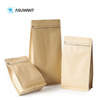 Recyclable Matte Standing Pouch Flat Bottom Coffee Brown Kraft Paper Zipper Bag