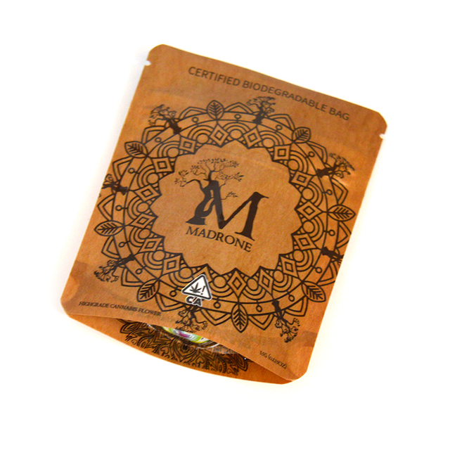 Biodegradable Child Resistant Cannabis Packaging Childproof 3.5g Mylar Bags Stand Up Pouch