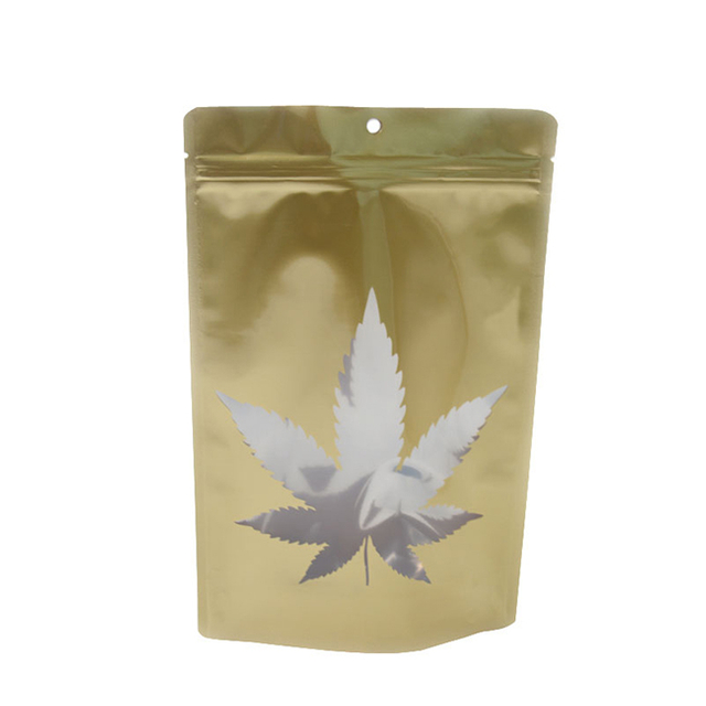 Aluminum Foil Golden Stand Up Pouch With Clear Window