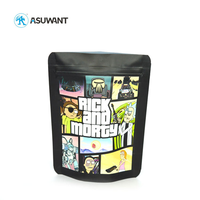 Custom Printed 3.5g Baggies Matte Black 8th Weed Bags Aluminum Foil Zip Lock Doypack